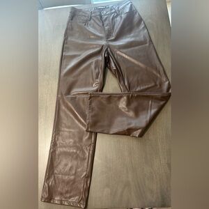 Brown Faux Leather Pants